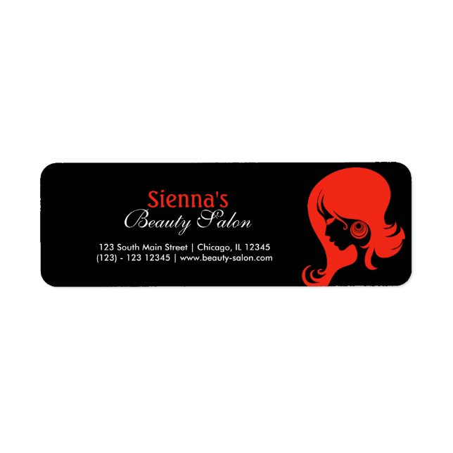 Beauty Salon (Firebrick) Return Address Label (Front)