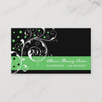 Beauty Salon floral scroll leaf black green