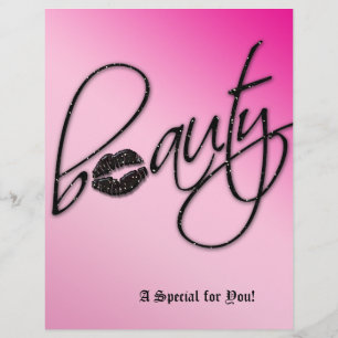 Beauty Salon Flyer Hair Pink Black Sparkle Lips