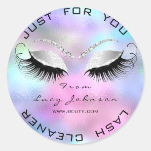 Beauty Salon Glitter Bright Pink Eyelash Cleaner Classic Round Sticker
