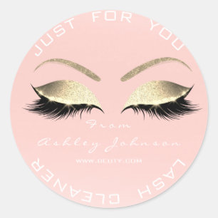Beauty Salon Glitter Pink GoldGlitter Lash Cleaner Classic Round Sticker