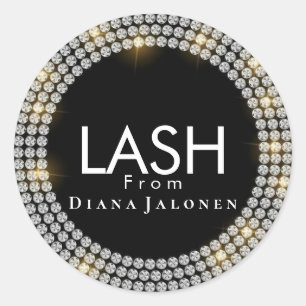 Beauty Salon Glitter Pink Lash Metal Silver Classic Round Sticker