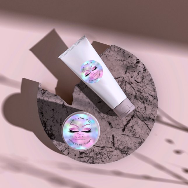 Beauty Salon Glitter Pink Ombre  Lashes Cleaner Classic Round Sticker (Beauty Salon Glitter Pink Ombre Lashes Cleaner Classic Round Sticker)