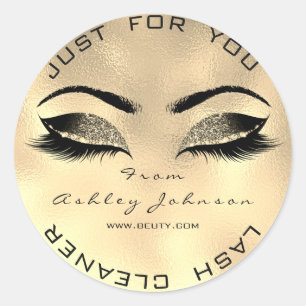 Beauty Salon Glitter SPA Makeup Gold Lash Cleaner Classic Round Sticker