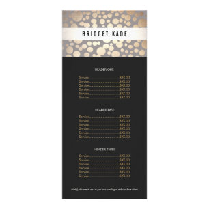 Beauty Salon Gold and Taupe Spotted Pattern Menu