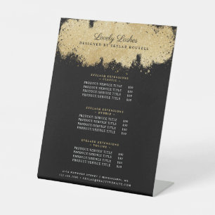 Beauty & Salon Gold & Black Luxury Service Prices Pedestal Sign