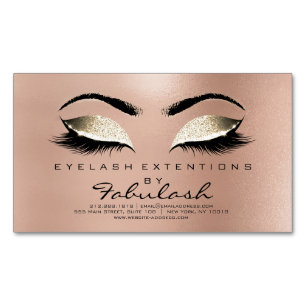 Beauty Salon Gold Glitter Adress Makeup Lashes Magnetic Business Card