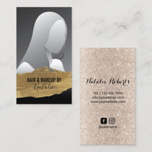 Beauty Salon Gold Lipstick Stain Add Your Photo Business Card