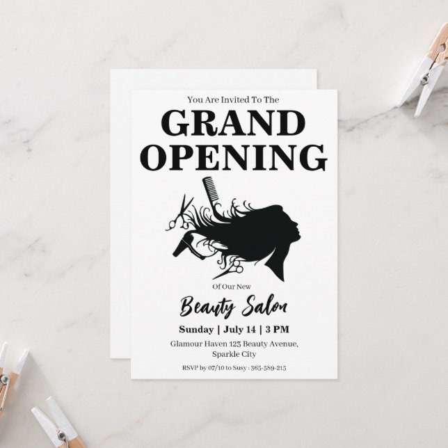 beauty salon grand opening invitation card (Front/Back In Situ)