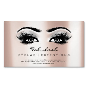 Beauty Salon Grey Rose Gold Adress Makeup Lashes Magnetic Business Card