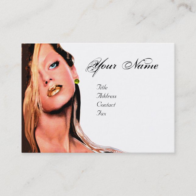 BEAUTY SALON,HAIR,MAKE UP ARTIST Monogram White Business Card (Front)