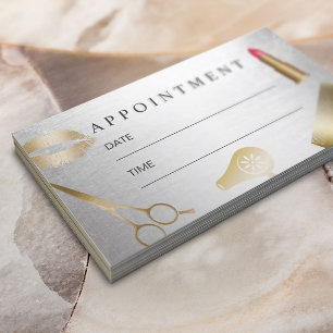 Beauty Salon Hair Stylist Modern Gold & Silver  Appointment Card