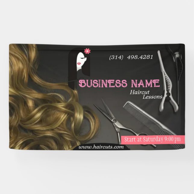 beauty salon haircut scissor hairdresser modern banner (Horizontal)