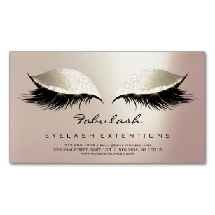 Beauty Salon Ivory Rose Gold Adress Makeup Lashes Magnetic Business Card