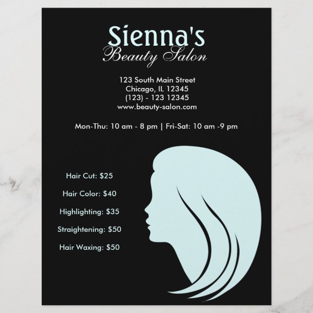 Beauty Salon (Light Cyan) Flyer (Front)