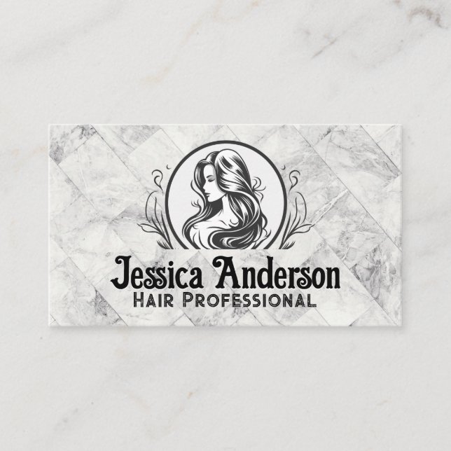 Beauty Salon Logo | Marble Tiles Business Card (Front)