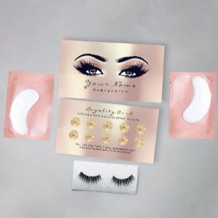 Beauty Salon Loyalty Card Makeup Rose Lashes 10