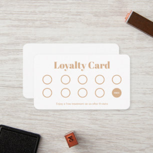 Beauty Salon Loyalty Card Simple gold white