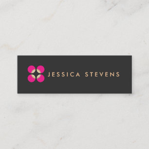 Beauty Salon, Makeup Artist, Pink Logo Black Mini Business Card