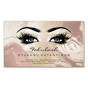 Beauty Salon Marble Rose Gold Adress Makeup Lashes Magnetic Business Card