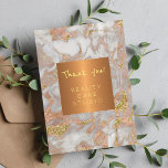 Beauty salon metallic copper grey marble thank you<br><div class="desc">Luxurious glam classy professional grey rose gold marble patterned thank you card for makeup artist | hairstylist | fashion stylist | beauty salon | spa | interior decoration studio | fashion boutique with shinny beige tan copper metallic look geometric square label. Perfect choice for a stylish sophisticated business look. Personalise...</div>