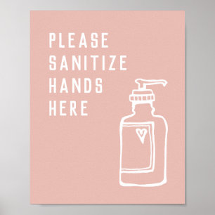 Beauty Salon Minimalist Pink Sanitise Hands Here Poster
