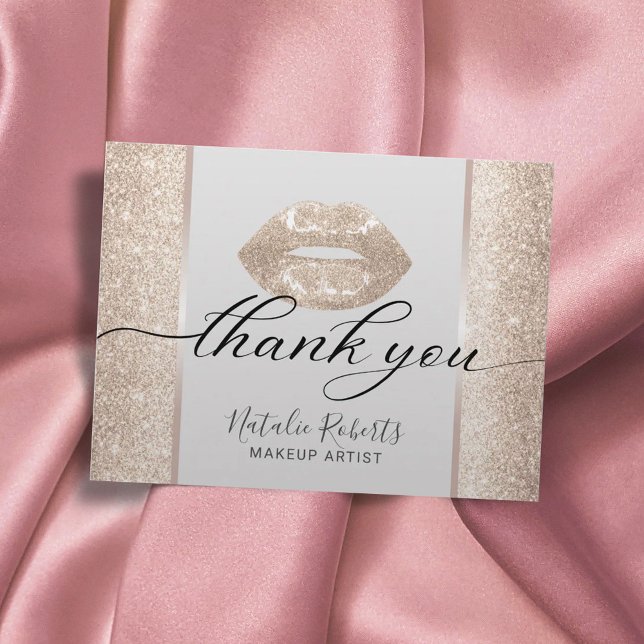 Beauty Salon Modern Ivory Gold Glitter Thank You Postcard (Creator Uploaded)