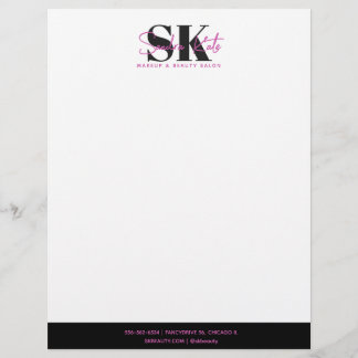 Beauty Salon Monogram Custom Logo Black Pink White Custom Letterhead