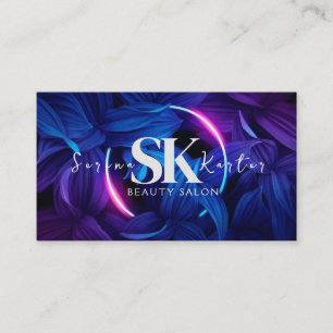 Beauty Salon Neon Abstract Woman Modern  Business Card