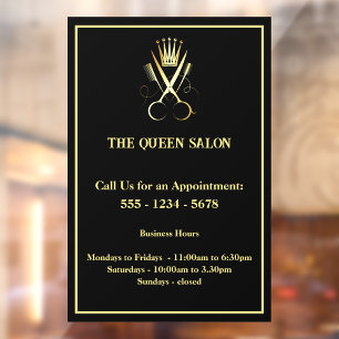  Beauty Salon Opening Hours Gold Scissor & Black 