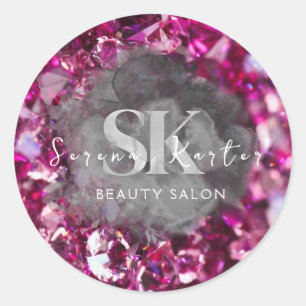 Beauty Salon Pink Diamonds Classic Round Sticker