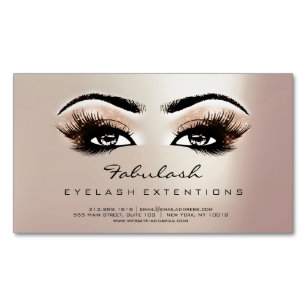 Beauty Salon Pink Rose Gold Adress Makeup Lashes Magnetic Business Card