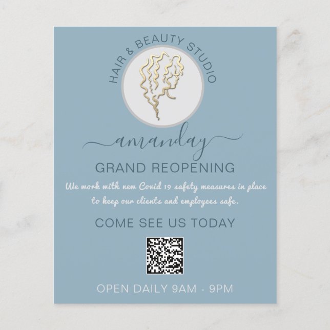 Beauty Salon Reopening  Logo QR CODE Price List Flyer (Back)