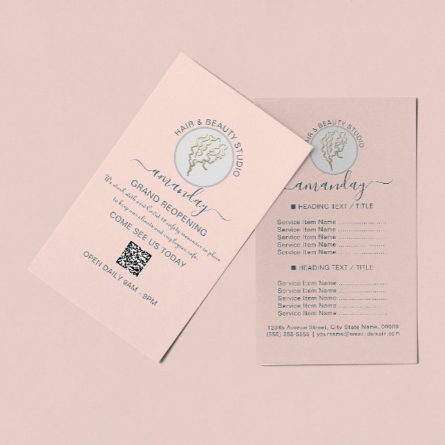 Beauty Salon Reopening  Logo QR CODE Price Rose Flyer (Creator Uploaded)