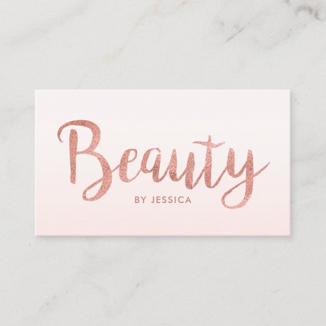 Beauty Salon Rose Gold Hair Nails Cosmetologist Business Card (Front)