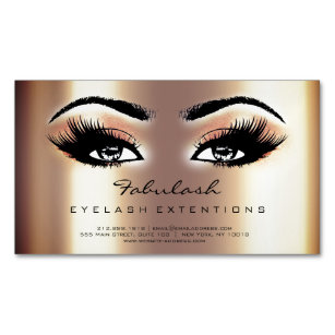 Beauty Salon Sepia Gold Rose Adress Makeup Lashes Magnetic Business Card
