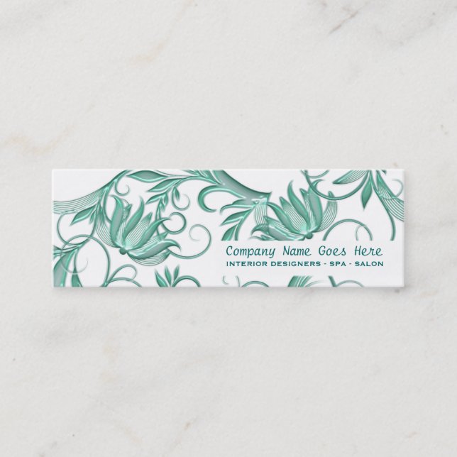 Beauty salon spa floral swirl mini business card (Front)