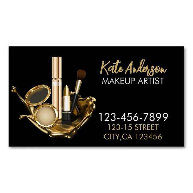 Beauty Salon Stylist Cosmetologist Makeup Artist  Magnetic Business Card (Front)