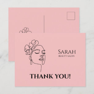 Beauty salon thank you postcard