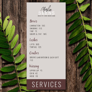 Beauty Salon Treatment Menu Design