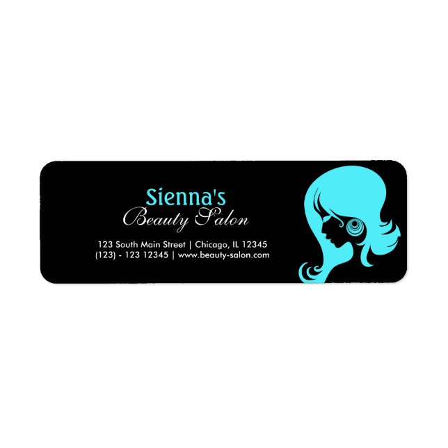 Beauty Salon (Turquoise) Return Address Label (Front)