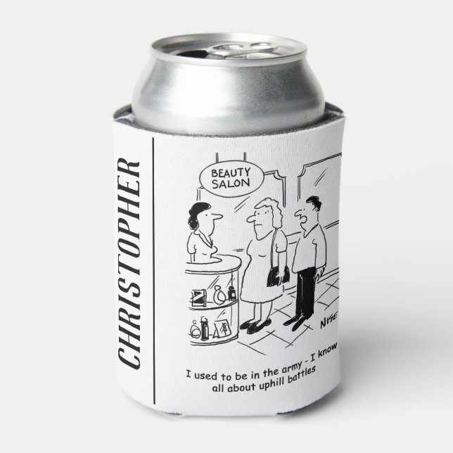 Beauty Salon & Uphill Battles Can Cooler (Can Front)