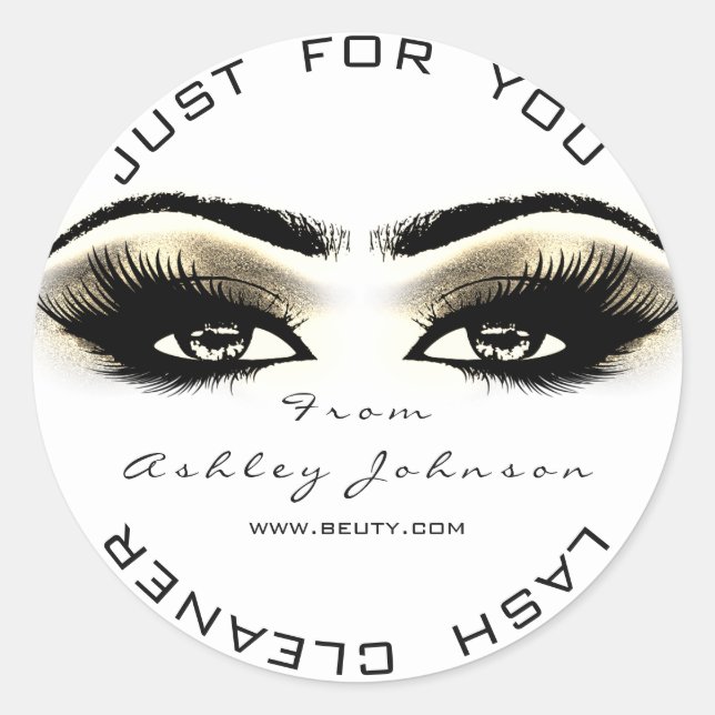 Beauty Salon White Gold Lash Cleaner Sepia Eye Classic Round Sticker (Front)