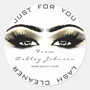 Beauty Salon White Gold Lash Cleaner Sepia Eye Classic Round Sticker