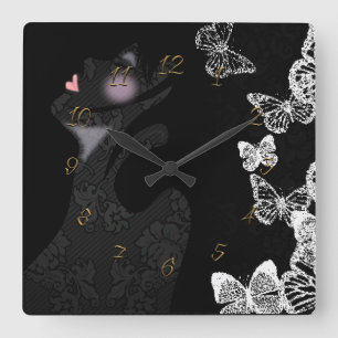 Beauty salon woman square wall clock
