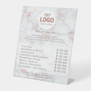 beauty salon your logo price list pedestal sign