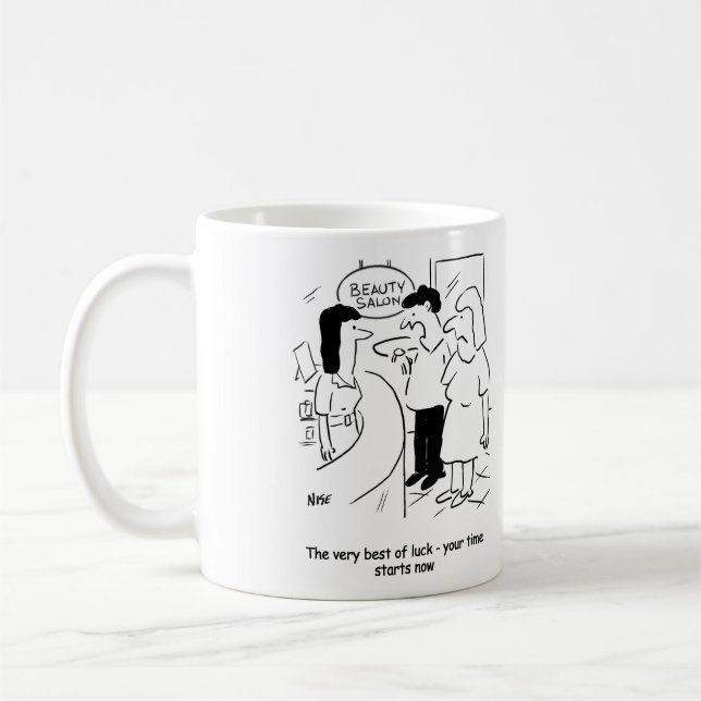 Beauty salon - your time starts... now! coffee mug (Left)