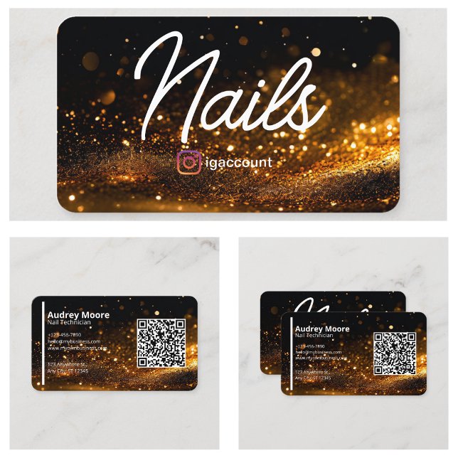 Beauty Salons Professional QR Code Nail Tech Business Card (Beauty Salons Professional QR Code Nail Tech Business Card
)