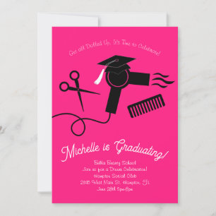 Beauty School Graduation Party Hair Stylist Invitation