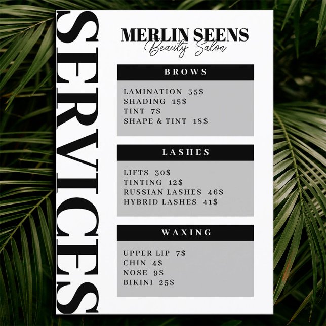 Beauty  Skincare Salon Treatment Menu Design White (Creator Uploaded)